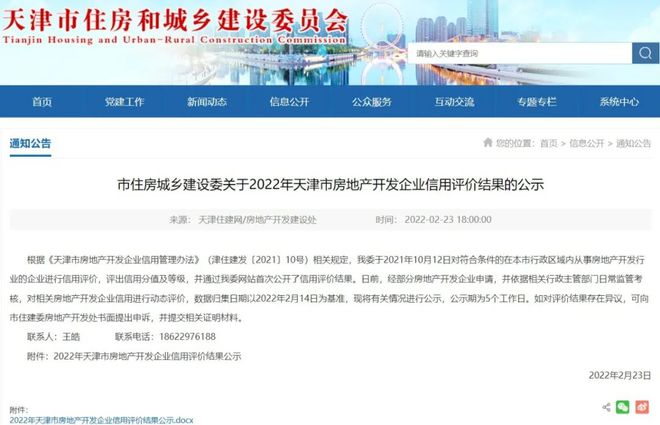 32家!2022年天津房企信用评价A级名单